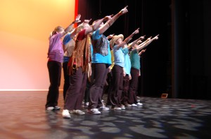 ATY's "Schoolhouse Rock Live! Jr.," October 2011. Pictured: Elbow Room. Director: Anthea Carns. Sets by Jessica L. Jacob. Lights by Kevin McClear. Costumes by Gabriel P. Clark. Photo by Ed Silcox.